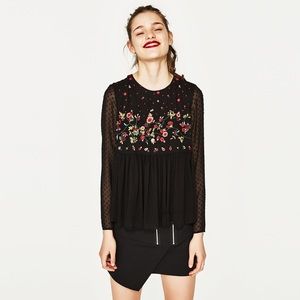 Zara Embroidered Plumetis Top